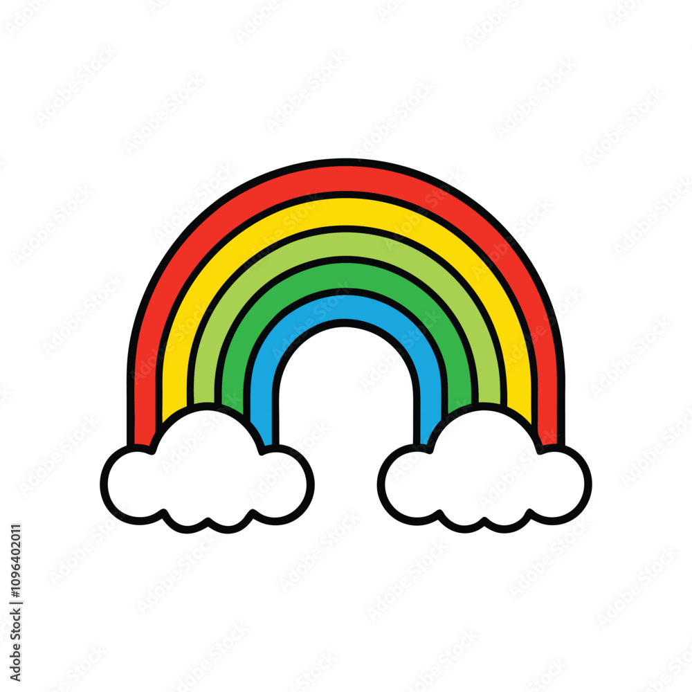 Minimalist Rainbow and Fluffy Clouds Vector - Elegant and Playful Design Minimalist Rainbow and Fluffy Clouds Vector - Elegant and Playful Design