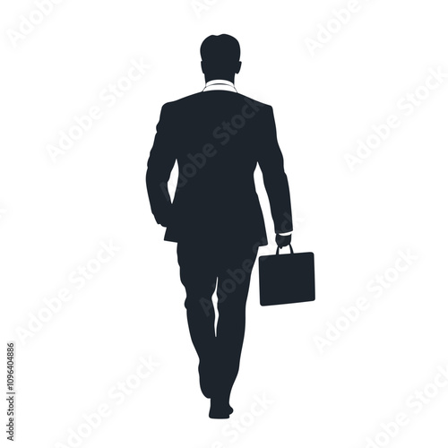 vector silhouette of a man in a suit with a briefcase on a white background .Generative AI