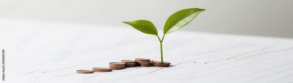 Obraz premium A small green plant sprouts from soil on a white surface, symbolizing growth, renewal, and potential.