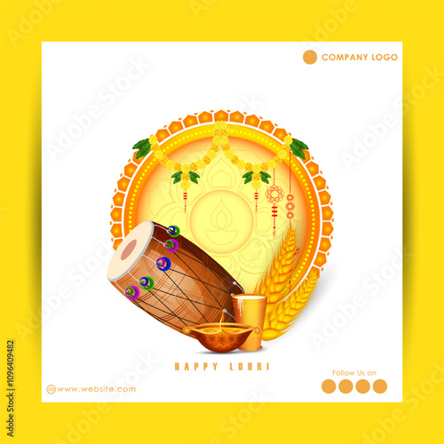 Happy Lohri holiday background for Punjabi festival. Vector illustration	
