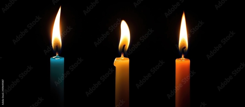 Vibrant candles glowing in darkness symbolizing celebration and warmth during special occasions Vibrant candles glowing in darkness symbolizing celebration and warmth during special occasions