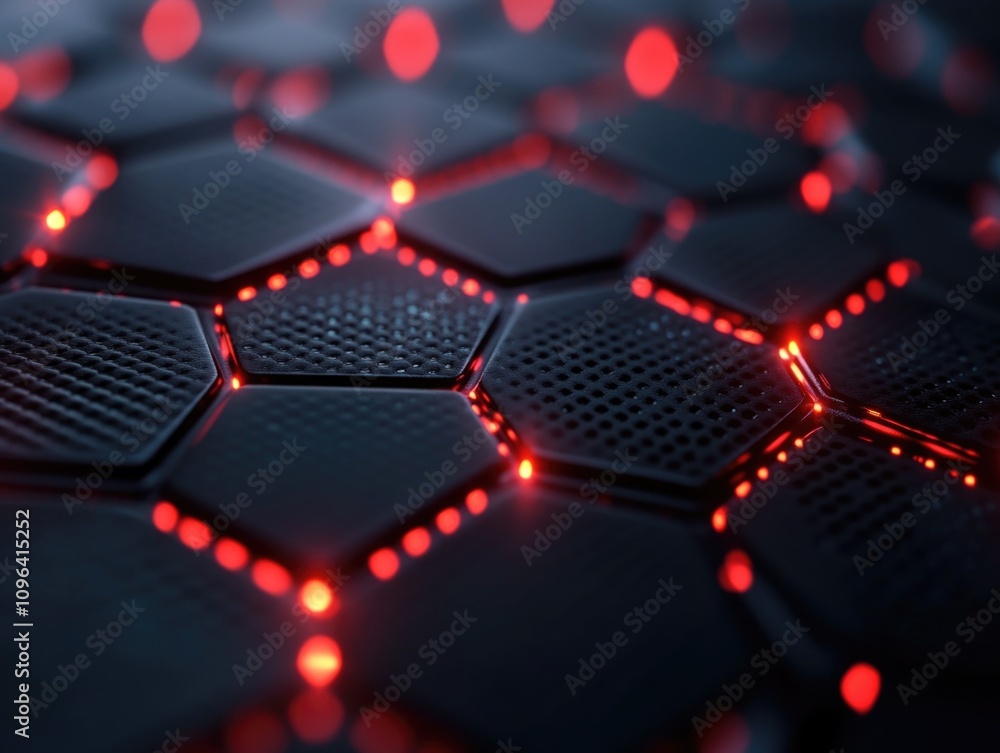 Obraz premium Computer Keyboard Red Lights Close Up