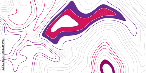 Topographic map background geographic line map with seamless ornament design. The black contours topography stylized height of the lines map.