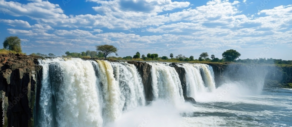 majestic waterfall cascading powerfully under a vibrant sky reflecting nature's beauty and strength majestic waterfall cascading powerfully under a vibrant sky reflecting nature's beauty and strength