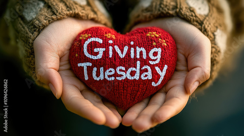 Hands holding red heart with 