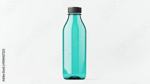 A vibrant turquoise bottle with a black cap, ideal for showcasing hydration concepts and eco-friendly lifestyle.