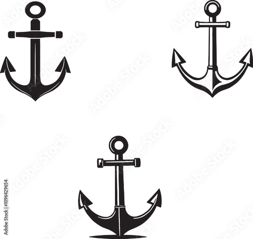 Set of anchor nautical icon