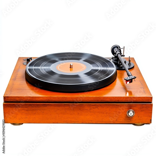 Vintage turntable with vinyl record, showcasing timeless music experience and classic audio technology.