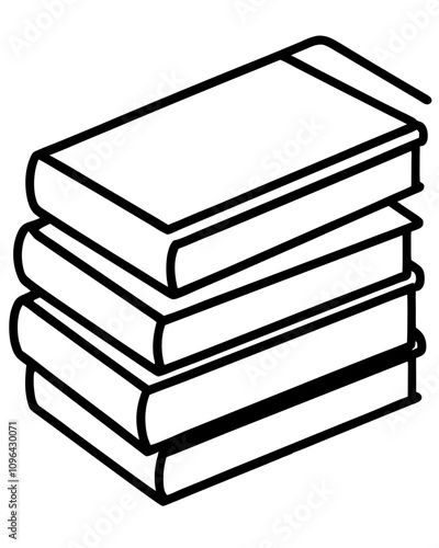 stack of books vector illustration line art transparent background