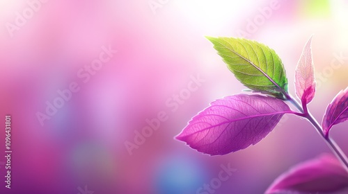  a close up of a purple leaf on a stem against a blurred background The leaf is vibrant and stands out against the soft, blurred background, making it the focal poi photo