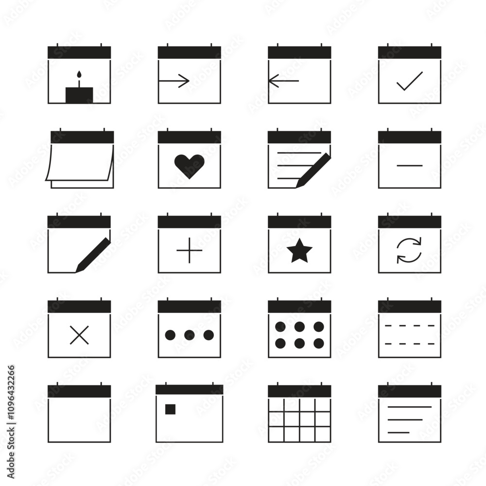 Calendar and date flat icon pack. Calendar and date flat icon pack.