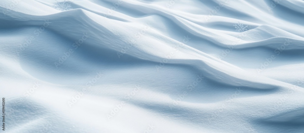 Gentle undulating snowdrifts showcasing intricate snowflake patterns in a serene winter landscape. Gentle undulating snowdrifts showcasing intricate snowflake patterns in a serene winter landscape.