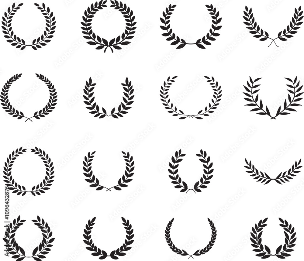 Set of Laurel wreath icon Set of Laurel wreath icon