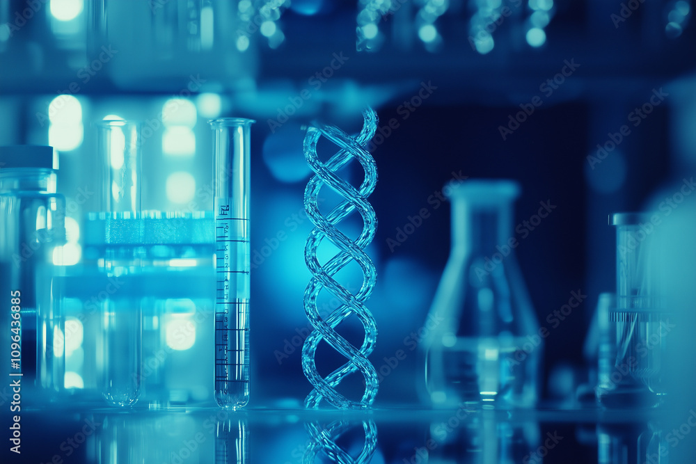 Translucent DNA Helix Concept Background with Biotechnology and Genetics Research Translucent DNA Helix Concept Background with Biotechnology and Genetics Research