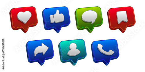 collection set of social media expression bubble chat symbol