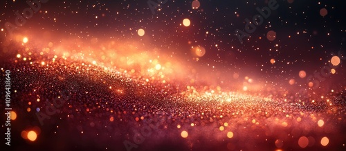 Golden sparkles and shimmering stars on a vibrant red background for holiday celebrations and festive themes