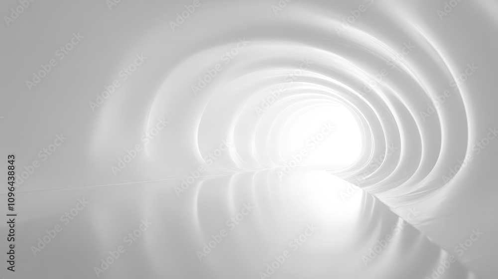 Fototapeta premium Glowing White Tunnel Abstract Background - Abstract white tunnel, glowing lights, reflection, future, hope. Represents progress, journey, and aspiration.