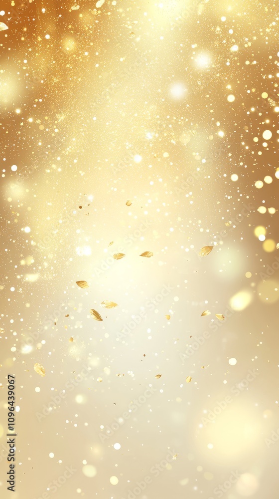 Fototapeta premium An exquisite and elegant abstract gold background adorned with shimmering bokeh lights, which is ideal for creating luxury themes and glamorous design projects that truly stand out in every aspect