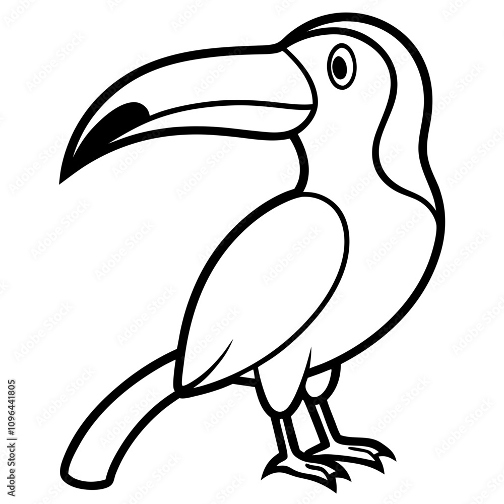 Obraz premium toucan bird silhouette vector illustration line art transparent background