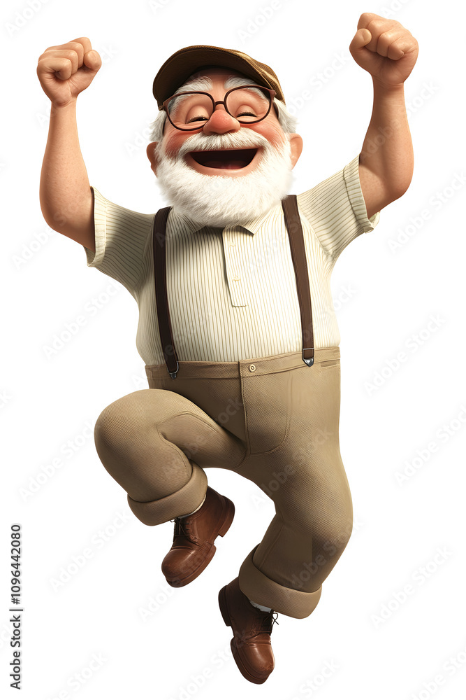 Obraz premium Happy Elderly Man Jumping with Joy 