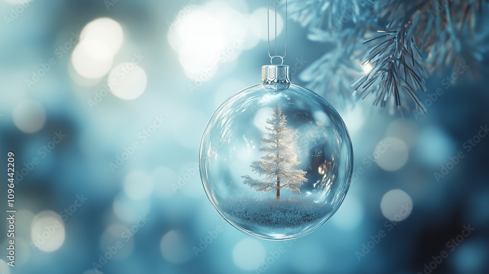 Glass Bauble Containing a Sparkling Christmas Tree Glass Bauble Containing a Sparkling Christmas Tree