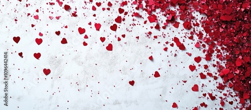 Wallpaper Mural Heart shaped red confetti scattered on a white background ideal for Valentine's Day celebrations or romantic events with space for text Torontodigital.ca