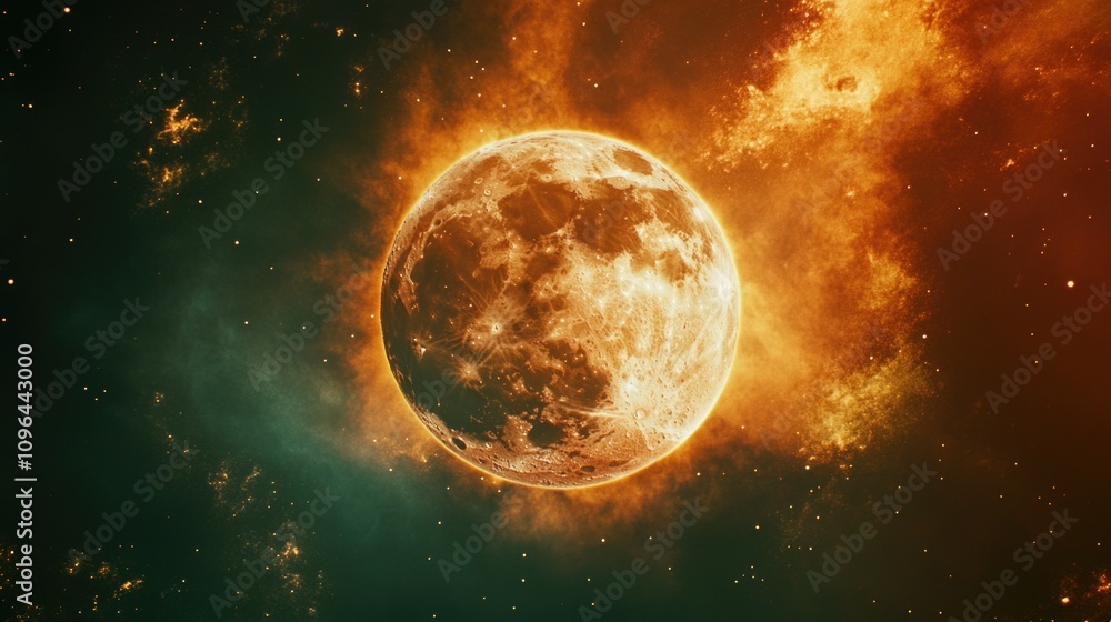 Fototapeta premium Orange Sun in Galaxy
