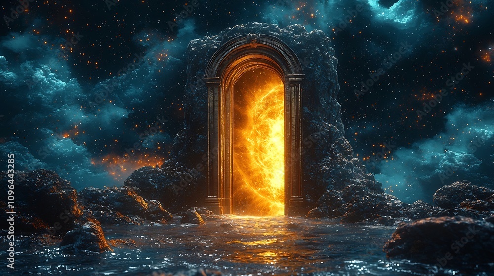Mysterious Fiery Otherworldly Portal to Cosmic Dimensions of Fantasy and Imagination Mysterious Fiery Otherworldly Portal to Cosmic Dimensions of Fantasy and Imagination