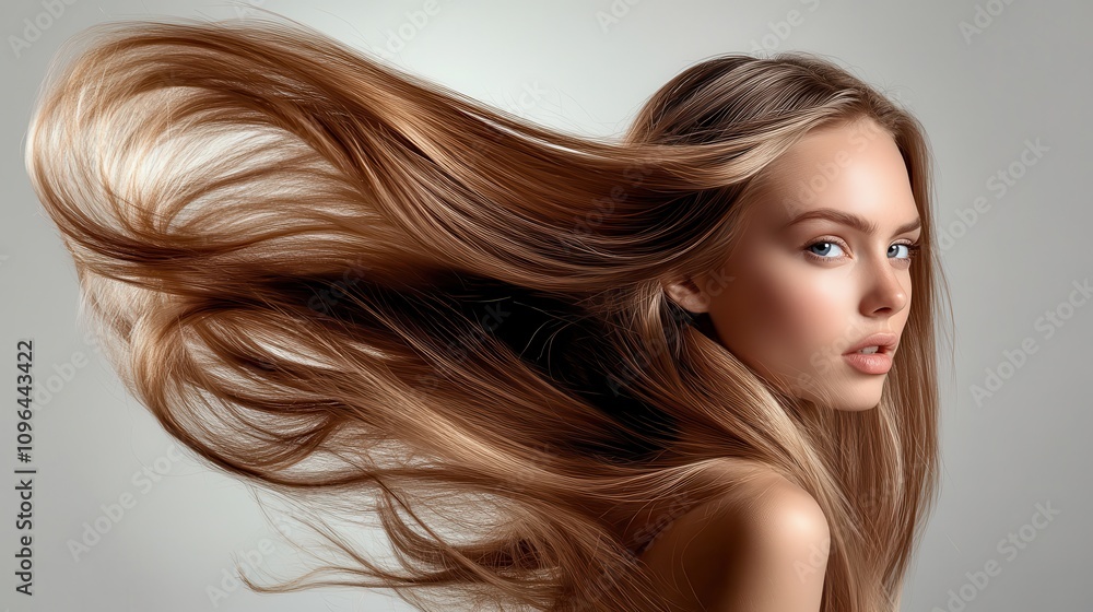 Beautiful model girl with blonde hair,silky healthy chestnut wavy hair strand,hair wavy ribbon, with smooth,Keratin straightening,Treatment,straight long hair,procedures,Smooth hairstyle. Beautiful model girl with blonde hair,silky healthy chestnut wavy hair strand,hair wavy ribbon, with smooth,Keratin straightening,Treatment,straight long hair,procedures,Smooth hairstyle.