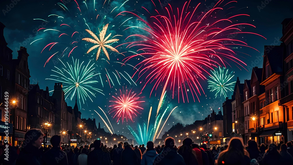 Obraz premium fireworks display at the new year's eve celebrations