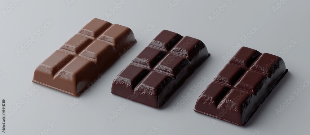 Assorted chocolate bars in milk dark and white varieties on a neutral background for confectionery and dessert presentations Assorted chocolate bars in milk dark and white varieties on a neutral background for confectionery and dessert presentations