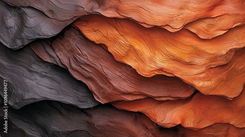  a close up of a rock wall with a variety of colors, including red, orange, black, and brown The texture of the rock is rough and bumpy, giving the wall a unique an
