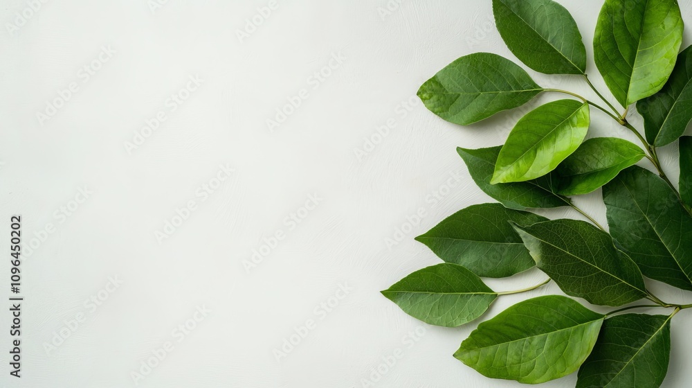 a branch of green leaves on a white background The leaves are vibrant and lush, and the white background provides a stark contrast to the vivid green of the leaves a branch of green leaves on a white background The leaves are vibrant and lush, and the white background provides a stark contrast to the vivid green of the leaves