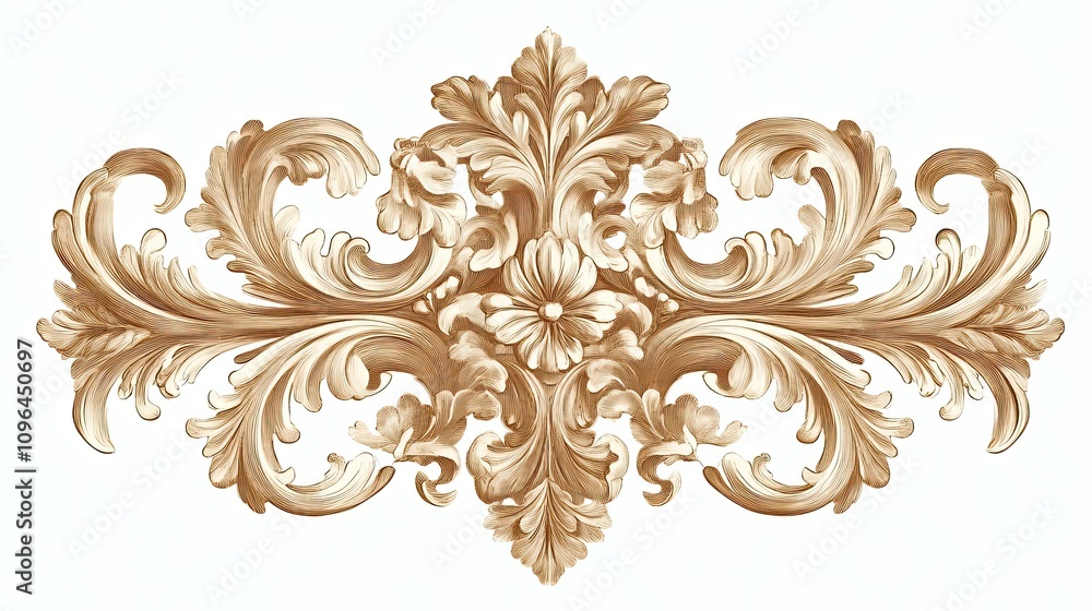 Ornate Gold Floral Design with Central Flower Ornate Gold Floral Design with Central Flower
