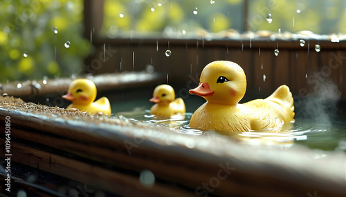 旅館の温泉に浮かんでるアヒルのおもちゃ
