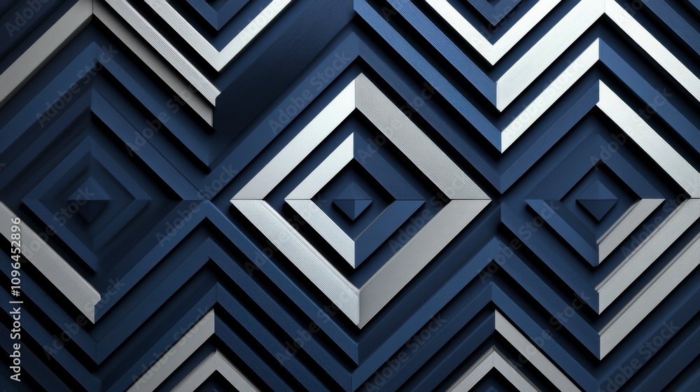 Geometric Indigo and Silver Wall Design Geometric Indigo and Silver Wall Design