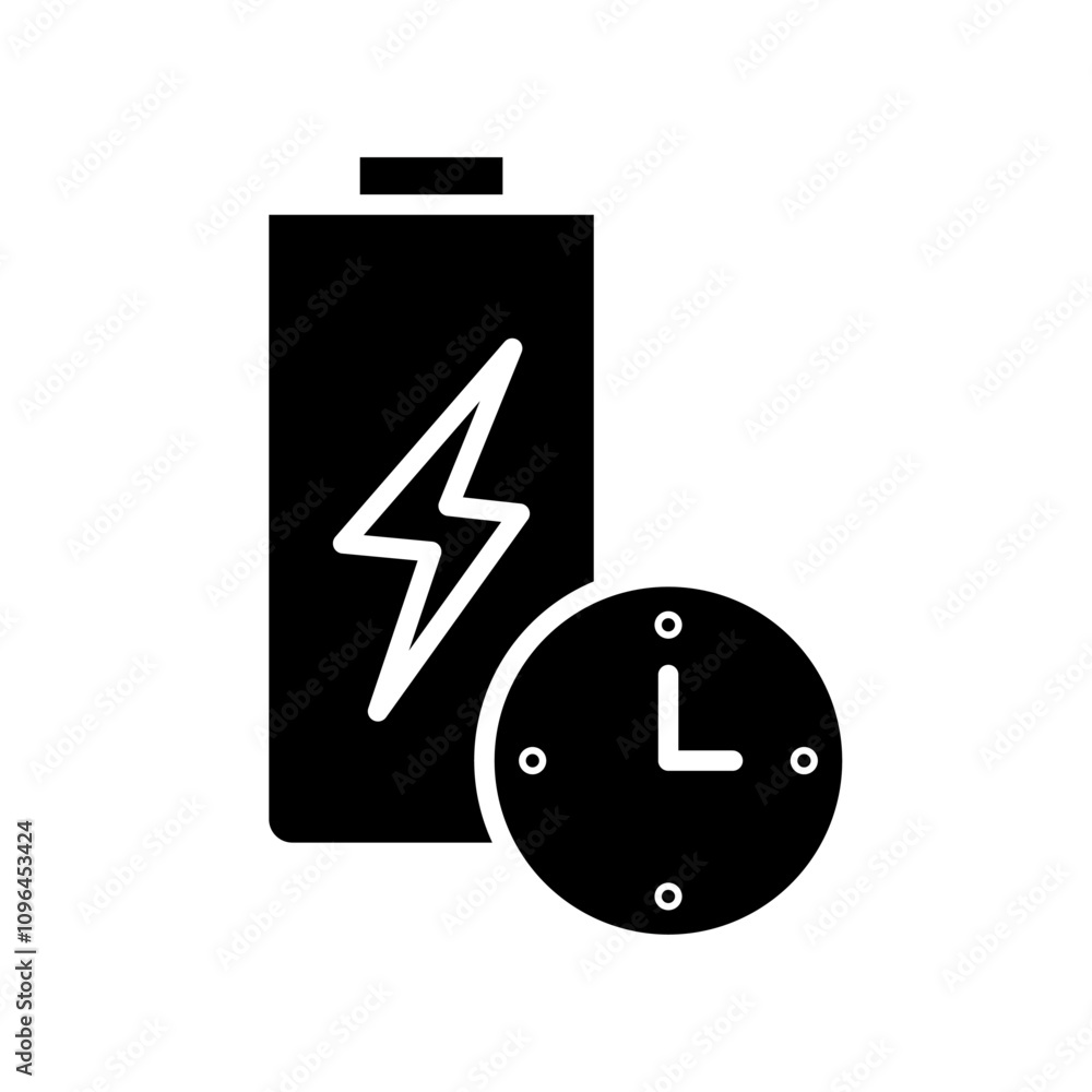 Battery life icon Thin line flat illustration Battery life icon Thin line flat illustration