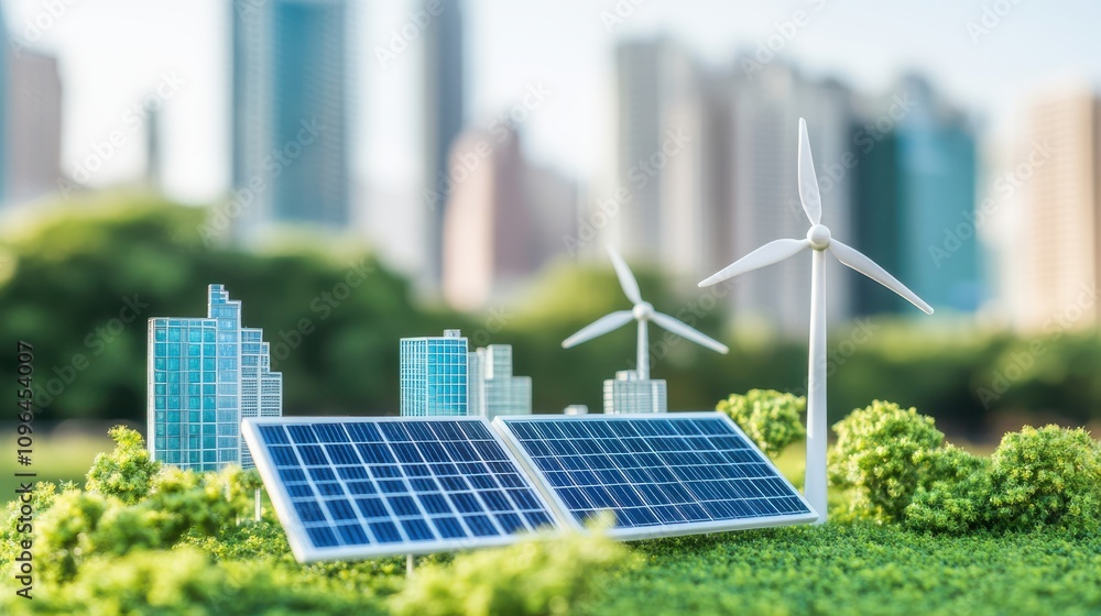 Fototapeta premium Futuristic Eco City with Solar Powered Buildings