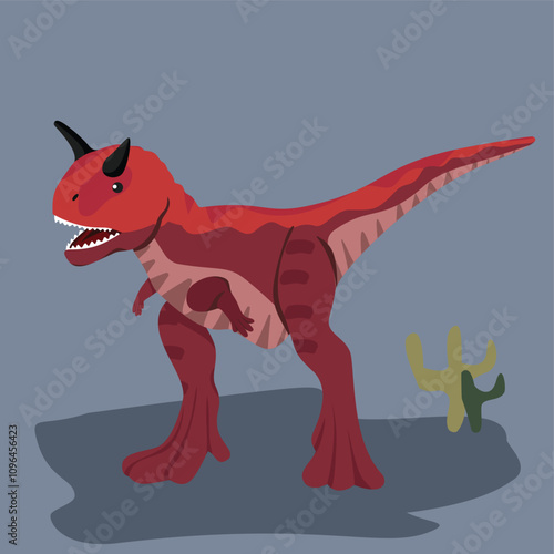 Carnotaurus Dinosaur Carnivore Predator with small horns, active in open landscapes