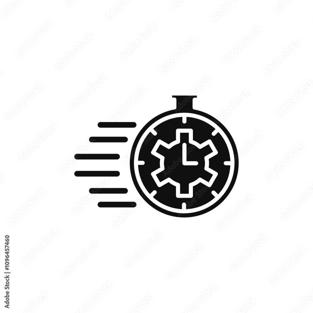 Fast processing icon Thin line flat illustration Fast processing icon Thin line flat illustration