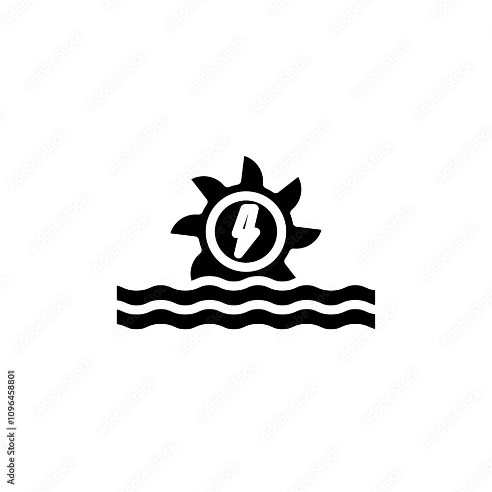 Hydro power icon Thin line flat illustration