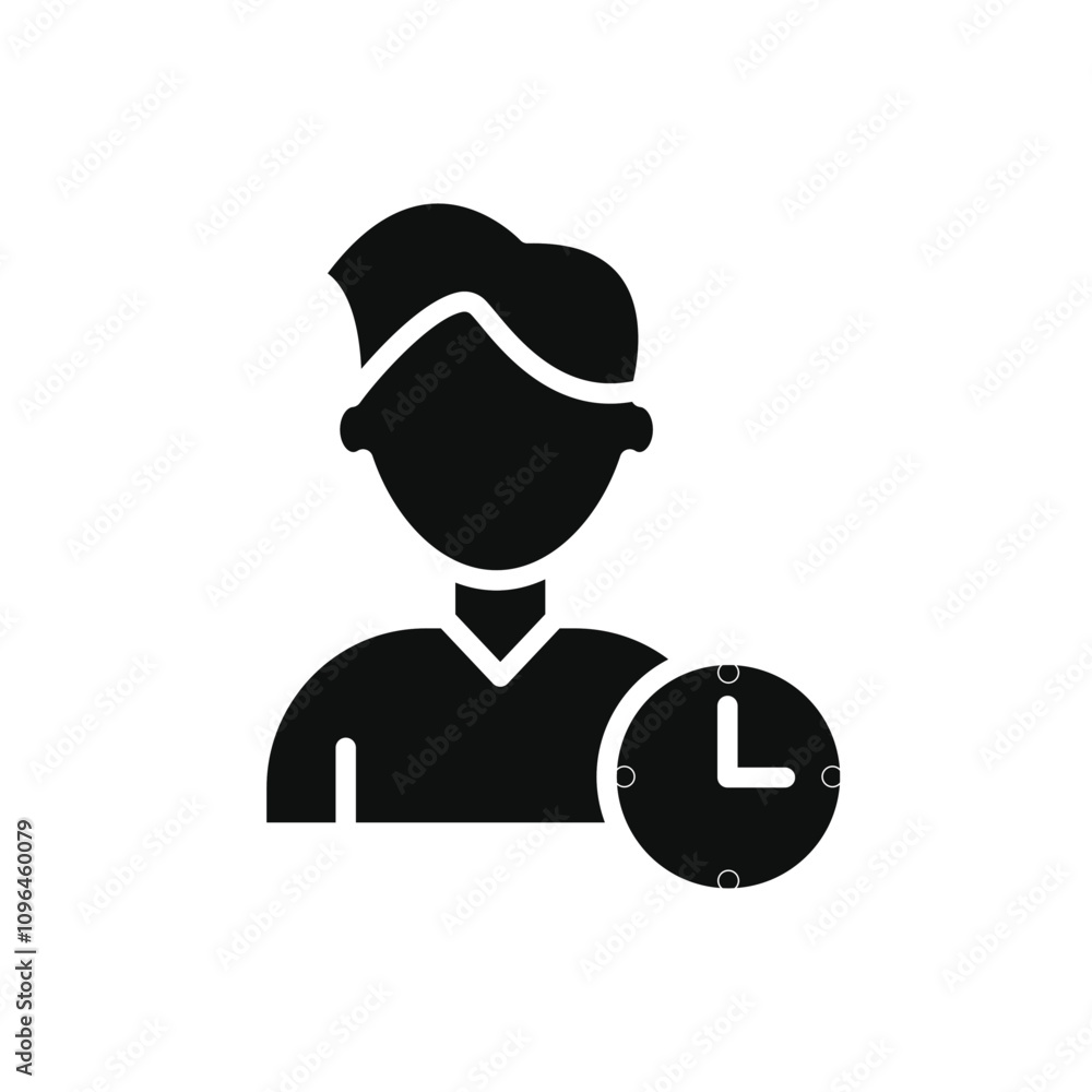 Office time icon Thin line flat illustration Office time icon Thin line flat illustration