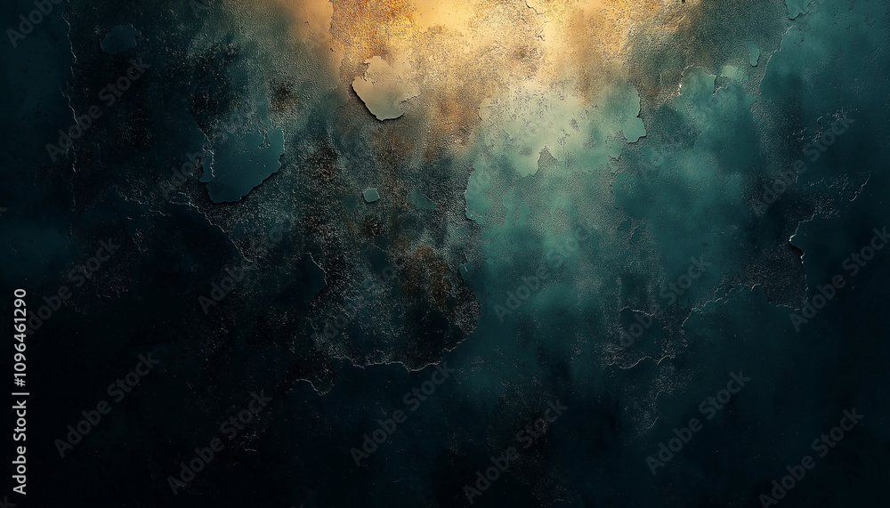 Dark and mysterious background with a grungy texture, featuring an aged wall with subtle lighting effects. The color palette includes deep blues, greens, grays, and hints of warm t Dark and mysterious background with a grungy texture, featuring an aged wall with subtle lighting effects. The color palette includes deep blues, greens, grays, and hints of warm t