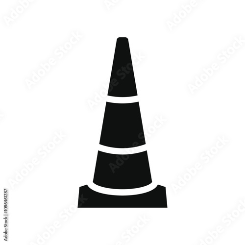 Road cone icon Thin line flat illustration