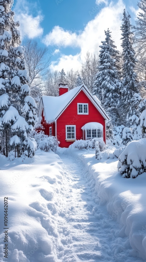 A Red Winter Wonderland Cabin - Picturesque Snowy Home A Red Winter Wonderland Cabin - Picturesque Snowy Home