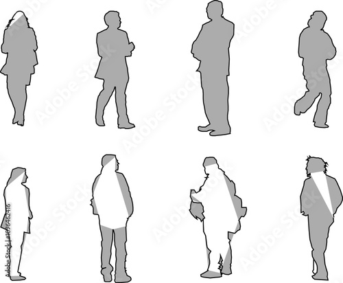 vector sketch illustration of a human silhouette design with all its activities for completeness of the image 