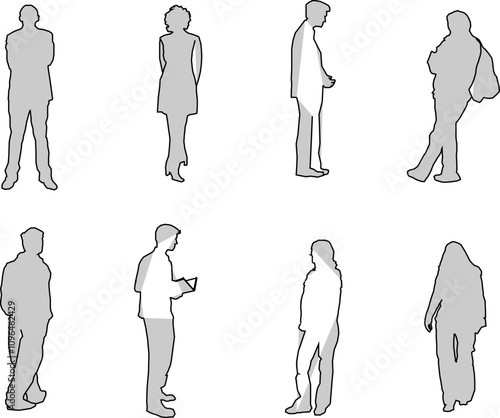 vector sketch illustration of a human silhouette design with all its activities for completeness of the image 