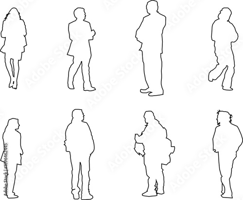 vector sketch illustration of a human silhouette design with all its activities for completeness of the image