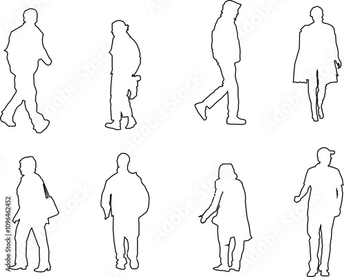 vector sketch illustration of a human silhouette design with all its activities for completeness of the image