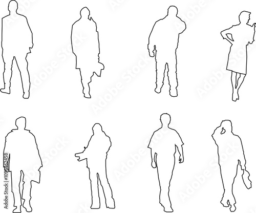 vector sketch illustration of a human silhouette design with all its activities for completeness of the image